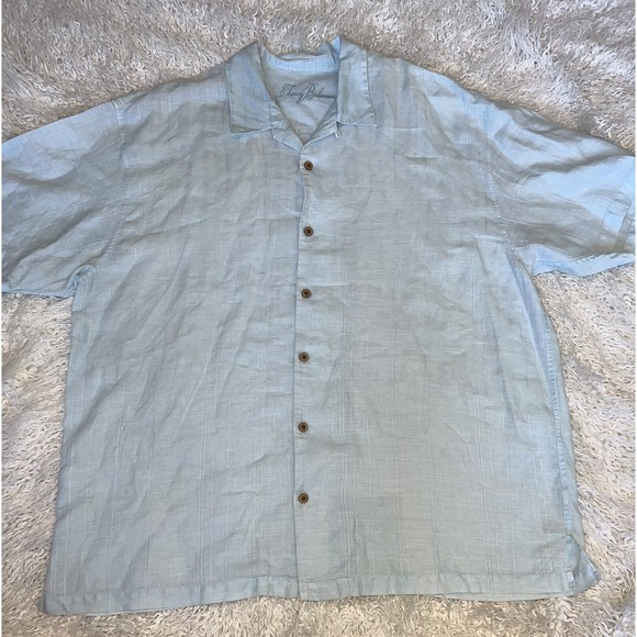 Tommy Bahama Other - Tommy Bahama Button Down Shirt Short Sleeve Light Blue 100% Linen Men's Size XXL
